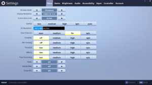 fortnite settings menu